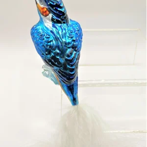 Oberfränkische Eisvogel auf Clip, blau mit weisser Naturfeder