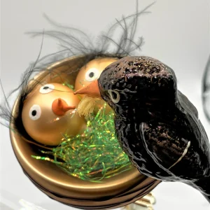 Ornex Die Amsel füttert die Jungen im Nest