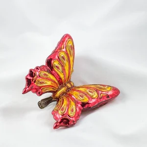 Glassware Grosser rot/goldener Schmetterling mit Clip