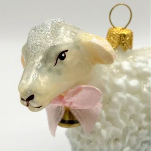 Komozja Weisses Schaf mit rosa Schleife und Glöckchen, KOMOZJA MOSTOWSKI
