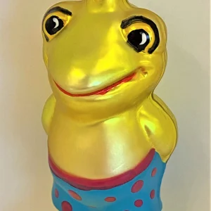 Inge-Glas Froschmann in blauer Badehose mit roten Tupfen