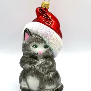 MaxGlass Graue Katze mit Weihnachtsmütze