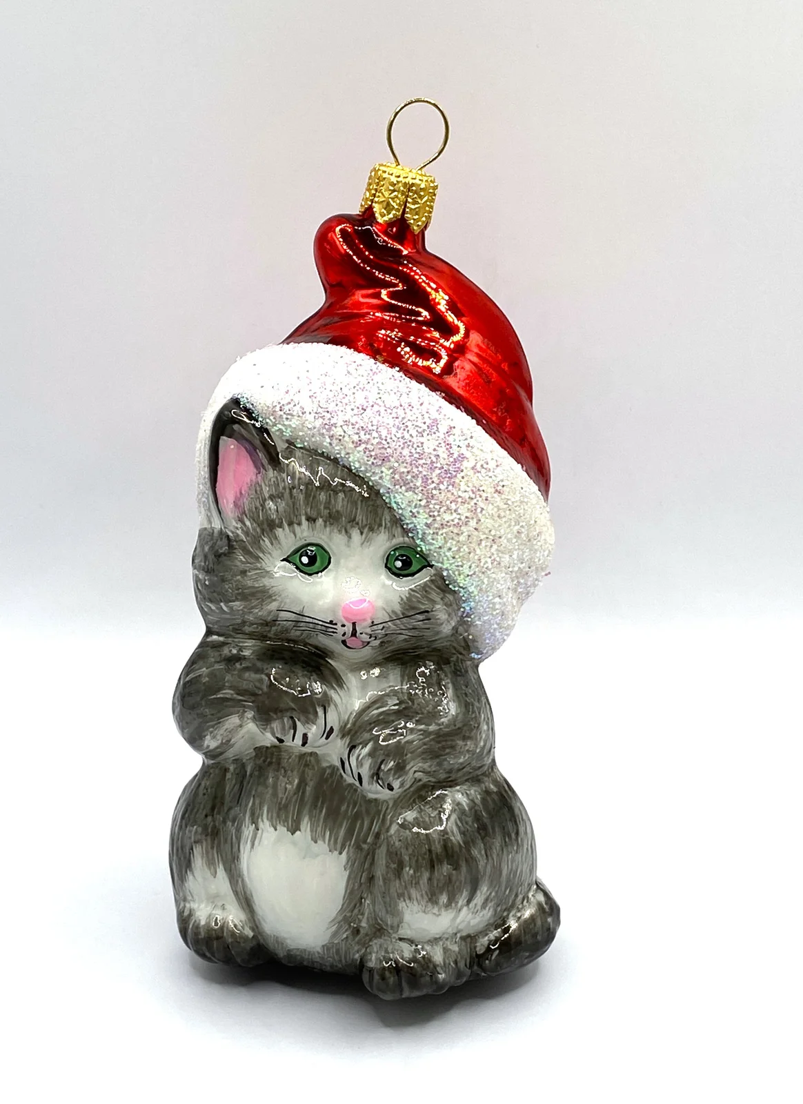 MaxGlass Graue Katze mit Weihnachtsmütze