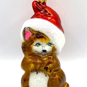 MaxGlass Braune Katze mit Weihnachtsmütze
