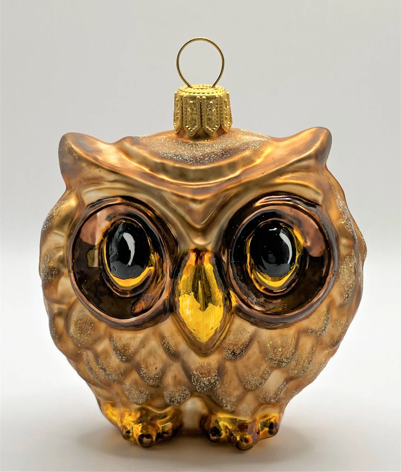 Glassware Dicke braune Eule mit grossen Augen