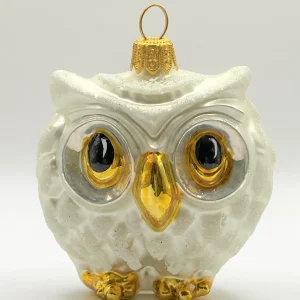 Glasswitch Dicke weisse Eule mit grossen Augen