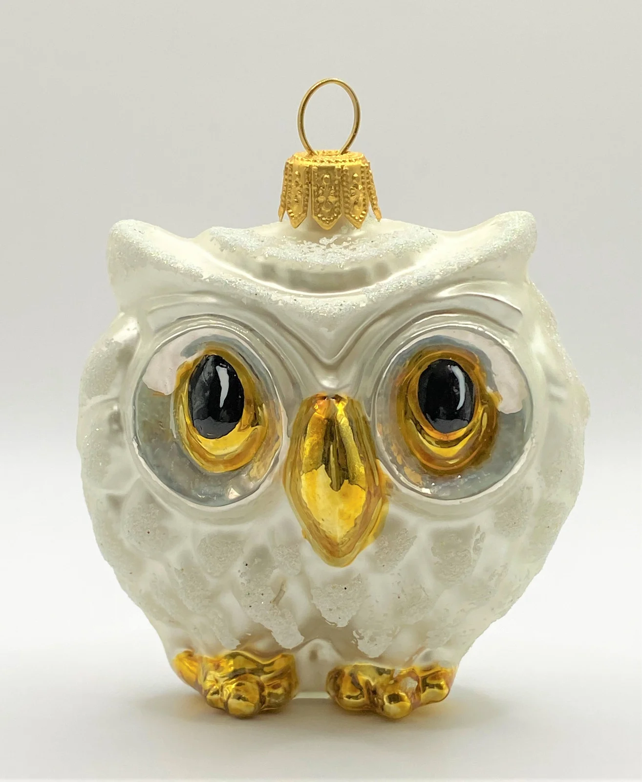 Glasswitch Dicke weisse Eule mit grossen Augen