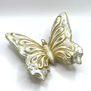 Glassware Grosser weiss/goldener Schmetterling