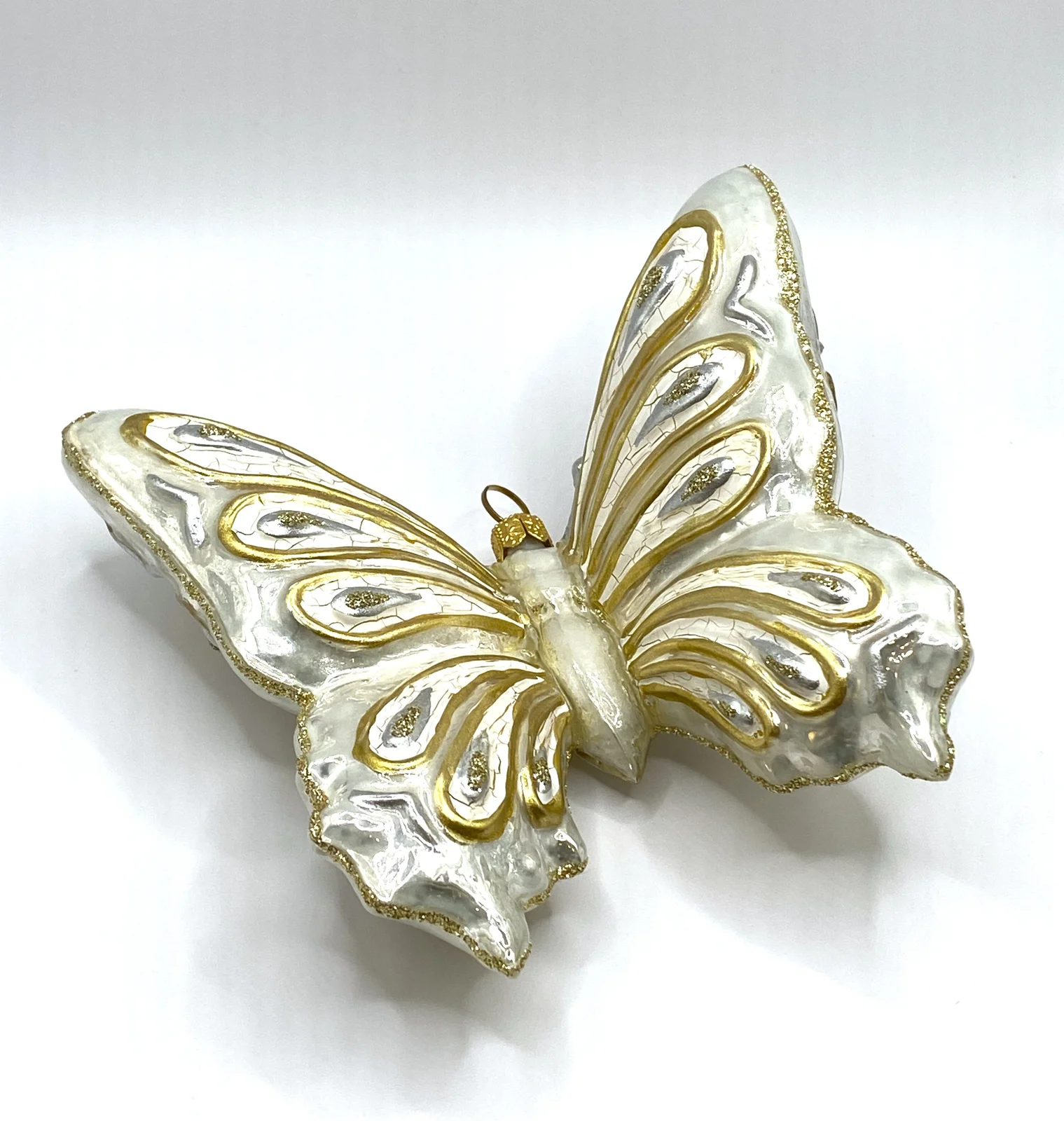 Glassware Grosser weiss/goldener Schmetterling