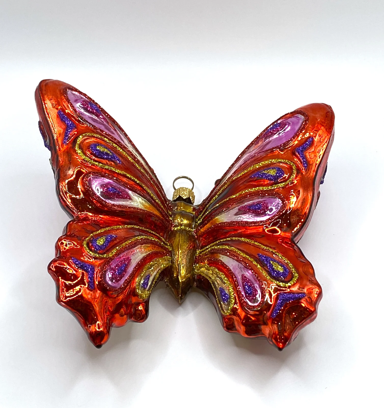 Glassware Grosser rot/bunter Schmetterling