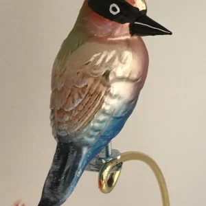 Dummy Bunter Vogel auf Clip mit roter Naturfeder