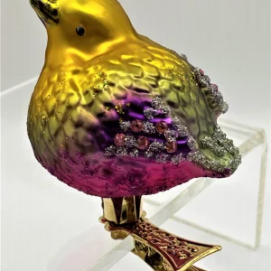 Hanco Vögelchen mit violettem Bauch und Glitzersteinchen auf Clip