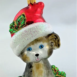 MaxGlass Grauer Hund mit Weihnachtsmütze