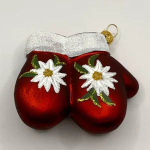 Hanco Rotes Paar Handschuhe mit Edelweiss