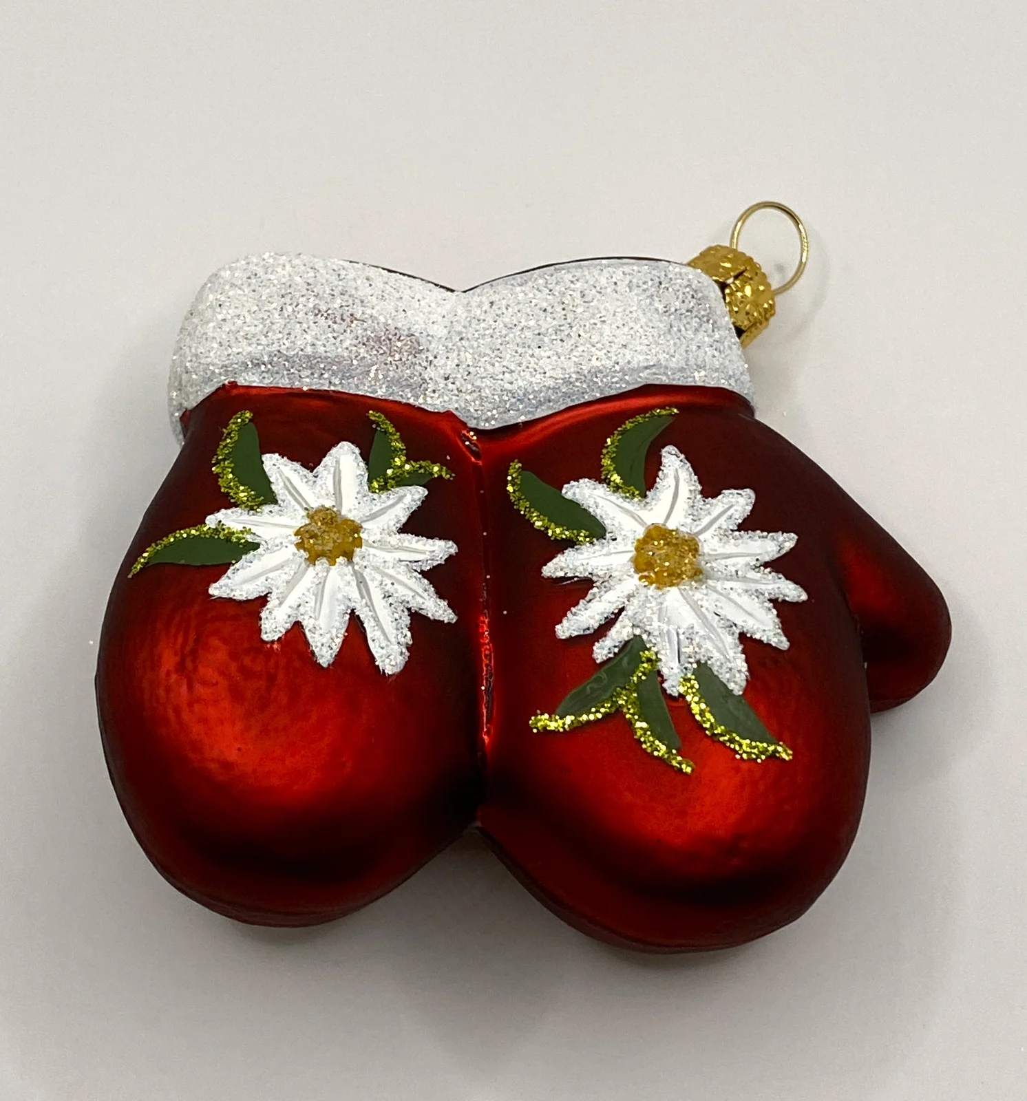 Hanco Rotes Paar Handschuhe mit Edelweiss