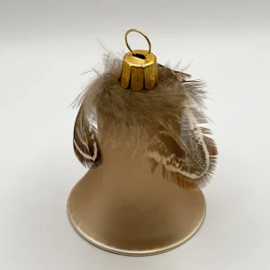 Ornex Weihnachts-Glöckchen matt braun gold mit Wachtelfedern