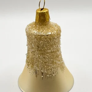 Ornex Weihnachts-Glöckchen matt beige mit Glitzer
