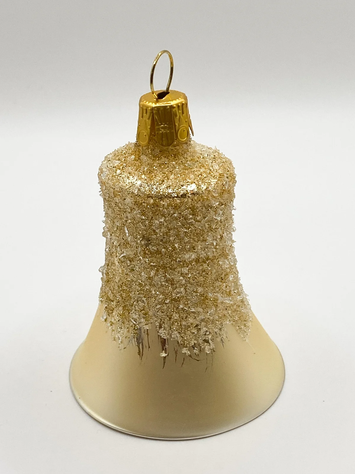 Ornex Weihnachts-Glöckchen matt beige mit Glitzer