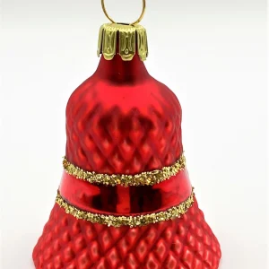 ANVA Rotes Weihnachts-Glöckchenmit Waffelmuster und Gold-Streifen