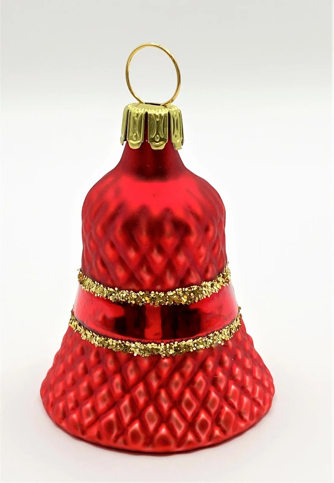 ANVA Rotes Weihnachts-Glöckchenmit Waffelmuster und Gold-Streifen