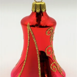 ANVA Rot glänzendes Weihnachts-Glöckchen mit Gold-Dekor