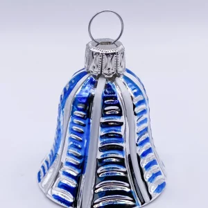Thüringer Silbernes Weihnachts-Glöckchen mit blauen Streifen