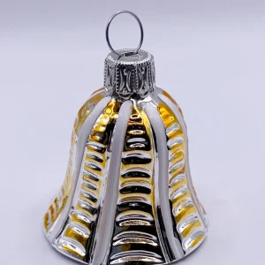 Thüringer Silbernes Weihnachts-Glöckchen mit goldenen Streifen
