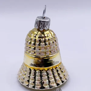 Thüringer Goldenes Weihnachts-Glöckchen mit Waffelmuster