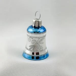 Thüringer Weihnachts-Glöckchen Silber mit blauem Dekor