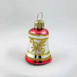 Thüringer Weihnachts-Glöckchen Silber mit rotem Dekor