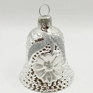 Thüringer Weihnachts-Glöckchen silber mit Blume