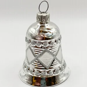 Thüringer Weihnachts-Glöckchen silber mit Rautenmuster