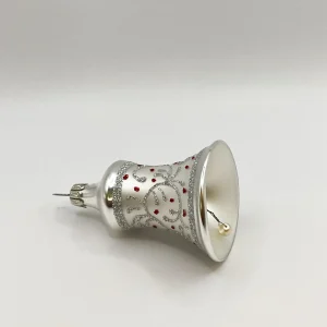 ANVA Weihnachts-Glöckchen weiss matt mit silbernen Ranken und roten Punkten