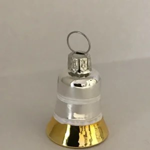 Dummy Kleines Weihnachts-Glöckchen silber mit goldenen und weissen Streifen