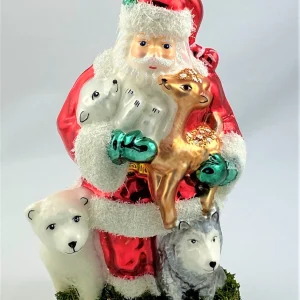 Glassware Weihnachtsmann ist bei den Tieren im Hohen Norden zu Besuch