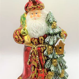 Glassware Der Weihnachtsmann kommt mit den Geschenken aus dem tiefen Wald
