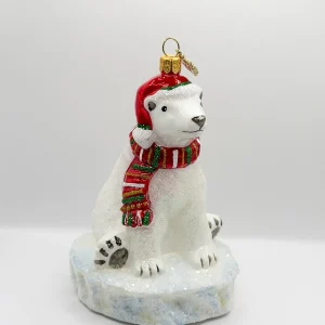 Glassware Eisbär auf Eisscholle freut sich auf Weihnachten