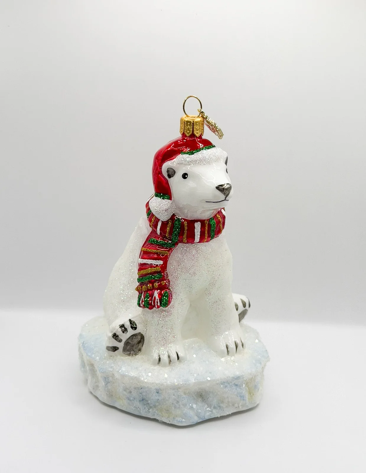 Glassware Eisbär auf Eisscholle freut sich auf Weihnachten
