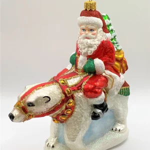 Glassware Santa Claus auf Eisbär reitend