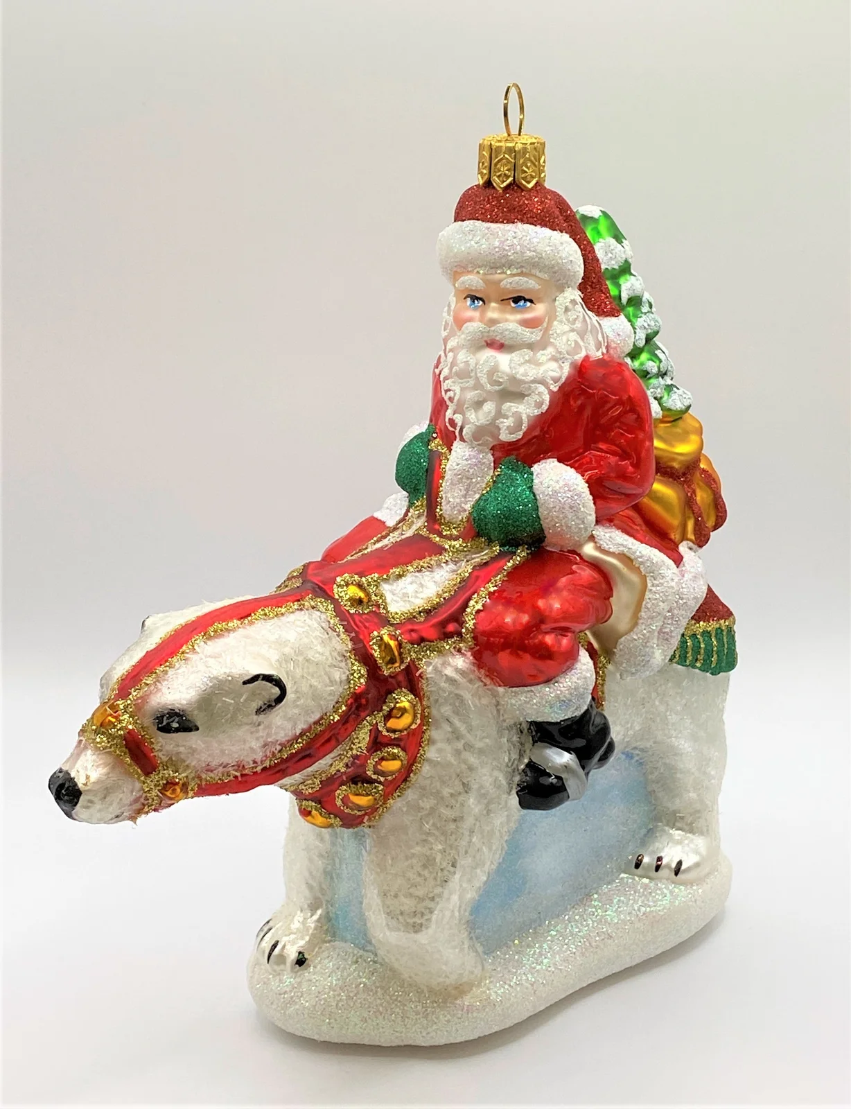 Glassware Santa Claus auf Eisbär reitend