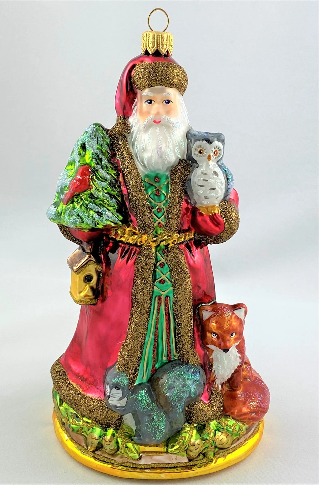 Glassware Weihnachtsmann mit Waldtieren