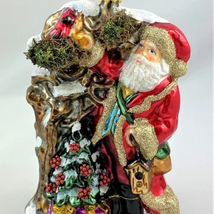 Glassware Weihnachtsmann füttert die Waldvögel
