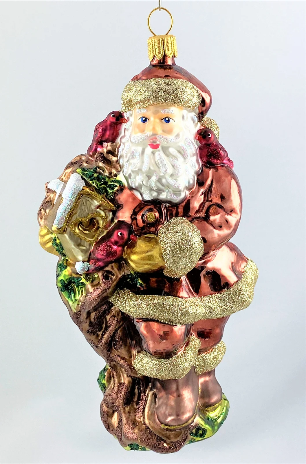 Glassware Weihnachtsmann mit Vogelhäuschen