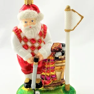 Glassware Santa Claus auf dem Golfplatz
