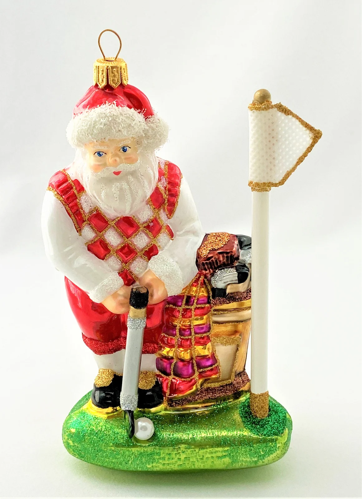 Glassware Santa Claus auf dem Golfplatz