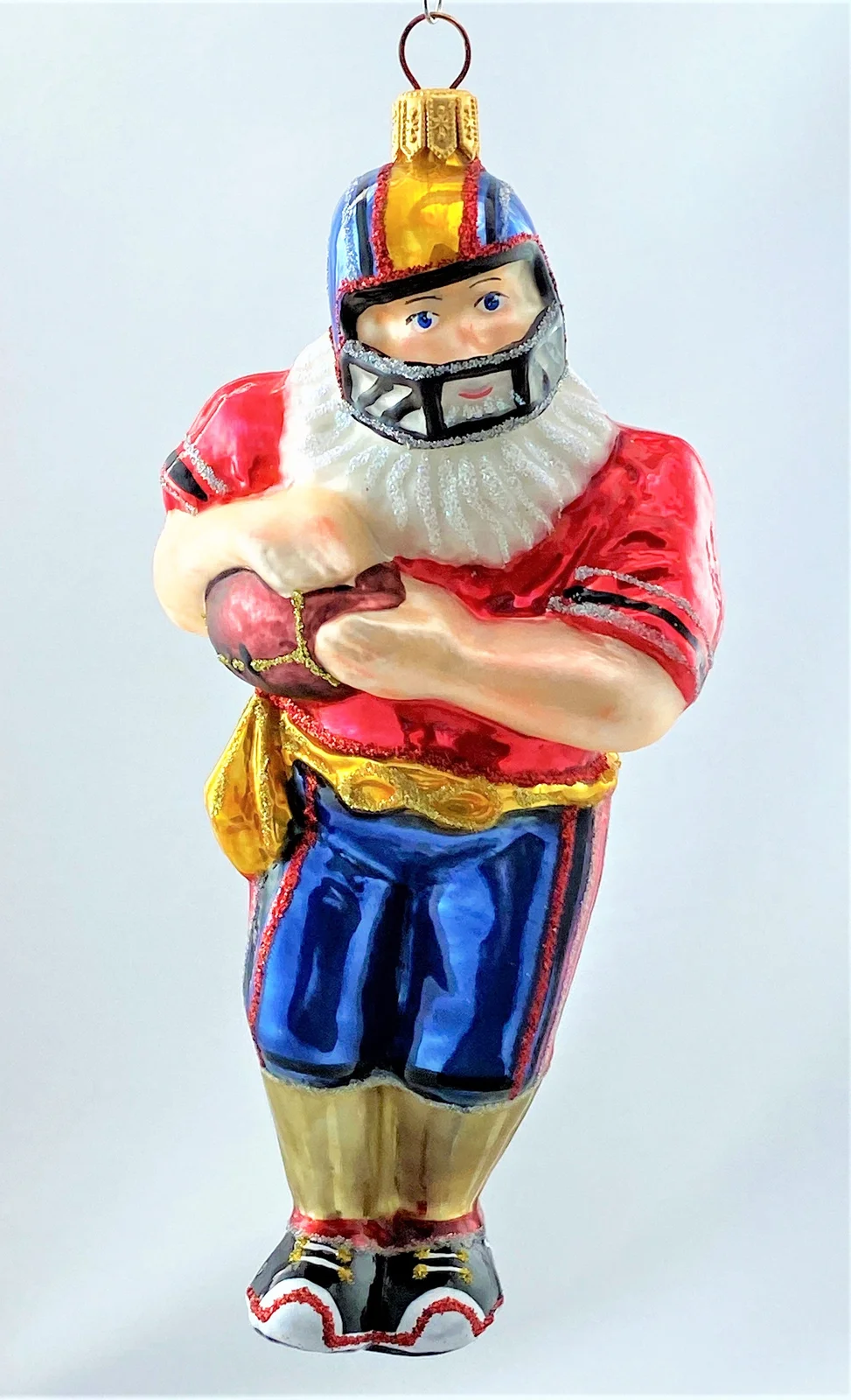 Glassware Santa spielt Rugby