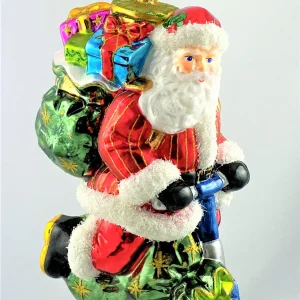 Glassware Weihnachtsmann bringt die Geschenke mit dem Scooter
