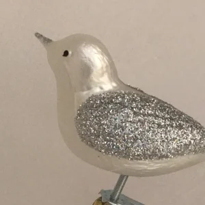 Dummy Weisser Vogel mit Silberglimmer-Flügeln