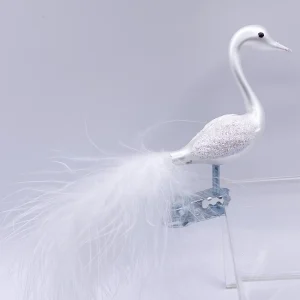 Thüringer Stilisierter Schwan weiss mit Iris-Glimmer