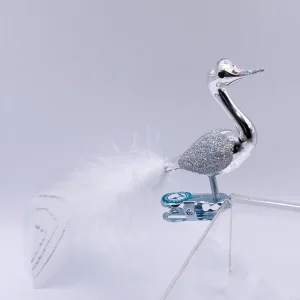Thüringer Stilisierter Schwan silber mit Iris-Glimmer